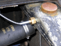 temp gauge bulb in header tank - click for larger image